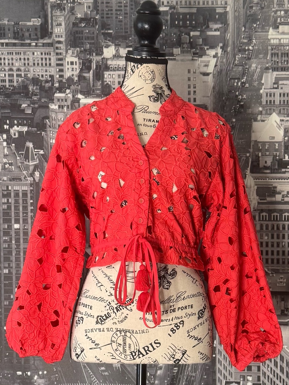 Cara Cara Perrin Eyelet Top in Hibiscus